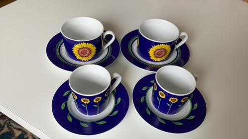 Kahla 2 zonnebloem kop en schotels en 2 espressokopjes, Huis en Inrichting, Keuken | Servies, Zo goed als nieuw, Kop(pen) en/of Schotel(s)