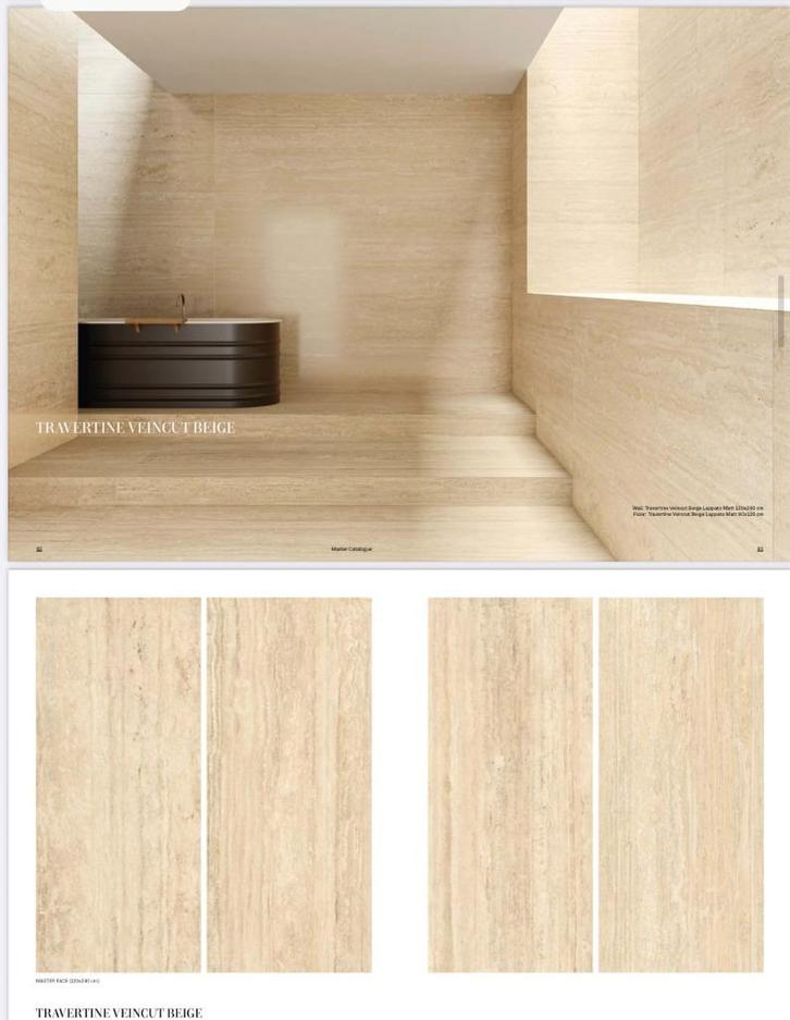 Marmerlook  Travertin Veincut Beige 1198x598x9mm mat, Doe-het-zelf en Verbouw, Tegels, Nieuw, Vloertegels, Keramiek, 60 cm of meer