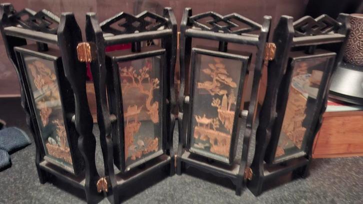 Chinees Tafelscherm met Intarsia, Antiek en Kunst, Kunst | Niet-Westerse kunst, Ophalen of Verzenden