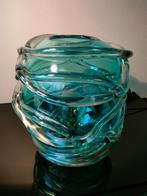 Italië Art Design Tafellamp Lamp Glas Petrol Glasdraad 1980, Ophalen of Verzenden
