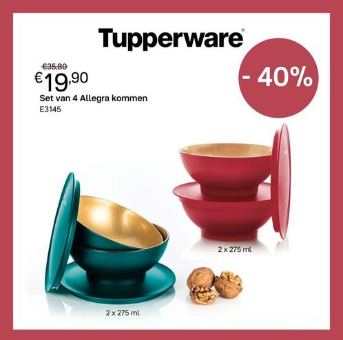 Tupperware Allegra Kommetjes Set, Huis en Inrichting, Keuken | Tupperware, Nieuw, Groen, Rood, Ophalen of Verzenden