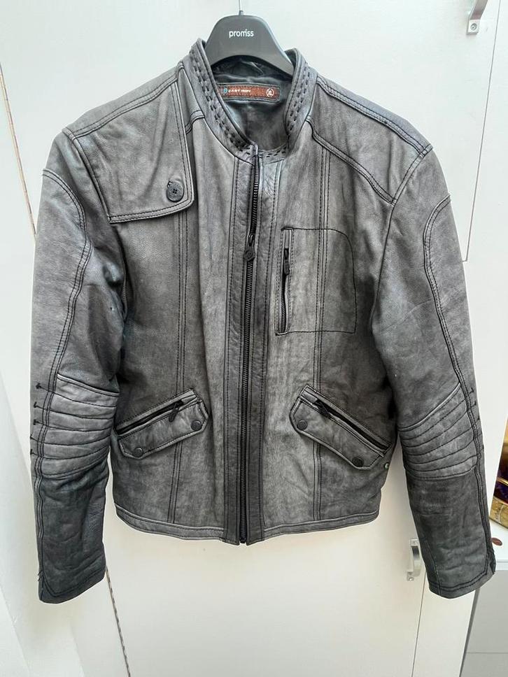 Leten biker jack Cast Iron mt xl 52, Kleding | Heren, Jassen | Winter, Nieuw, Maat 52/54 (L), Grijs, Ophalen of Verzenden
