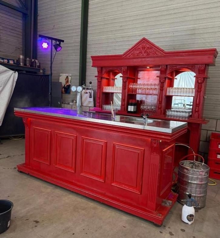 Bar met achterkast inclusief biertapinstallatie & koelingen, Huis en Inrichting, Barren, Zo goed als nieuw, Ophalen