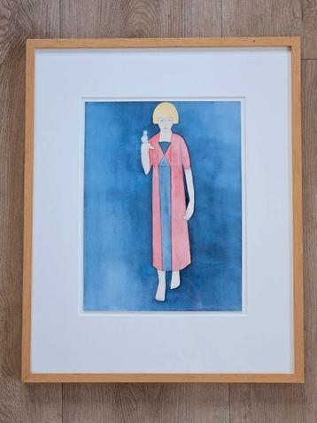 Modern schilderij aquarel gemengde techniek Anna Dagelet  beschikbaar voor biedingen