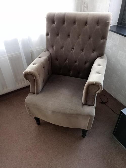 Grijze fauteuil - zie omschrijving, Huis en Inrichting, Fauteuils, Gebruikt, Stof, 50 tot 75 cm, Minder dan 75 cm, Ophalen