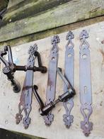 3 sets oude deurklinken met extra lange strakke schilden, Doe-het-zelf en Verbouw, Ophalen, Zo goed als nieuw, Koper of Messing