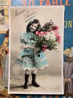 Bonne Année - meisje in blauwe jurk (DD), Ophalen of Verzenden, Voor 1920, Gelopen, Feest(dag)