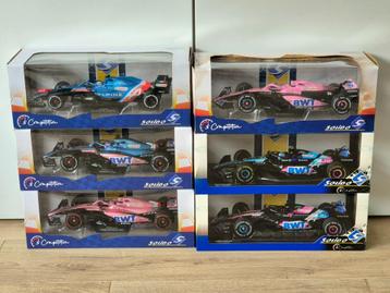6x 1:18 Solido Alpine F1 A521 A522 A523 A524 Alonso Ocon beschikbaar voor biedingen