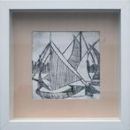 Zeilboten - drogenaald - in lijst, Antiek en Kunst, Kunst | Etsen en Gravures, Ophalen of Verzenden