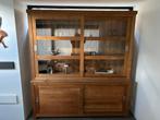 Teakhouten Vitrinekast, Huis en Inrichting, Kasten | Vitrinekasten, Ophalen, Met deur(en), 200 cm of meer, Glas