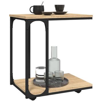 Bijzettafel met wieltjes trolley hout staal GRATIS VERZONDEN beschikbaar voor biedingen