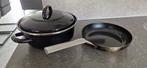 Braadpan bk en koekenpan, Huis en Inrichting, Keuken | Potten en Pannen, Ophalen, Gebruikt, Gietijzer, Koekenpan of Braadpan