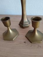 2 vintage koperen kandelaars + vaasje, Antiek en Kunst, Antiek | Kandelaars, Ophalen of Verzenden, Koper of Brons
