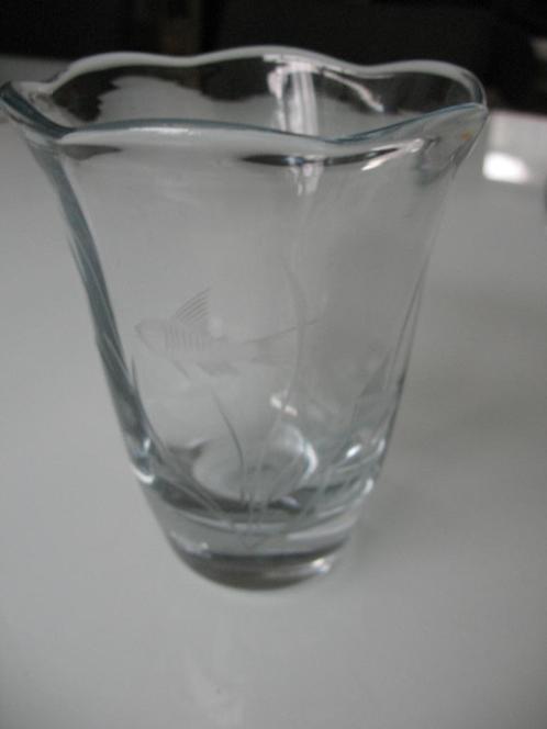 Vintage Strömbergshyttan Kristallen vaas met Vissen, Antiek en Kunst, Antiek | Glas en Kristal, Ophalen of Verzenden