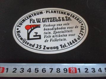 sticker zwaag fa w gitzels & zn tuincentrum plantenkwekerij beschikbaar voor biedingen