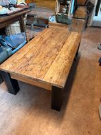 Robuuste teeakhouten salon tafel, Gebruikt, 100 tot 150 cm, Nvt, Minder dan 50 cm