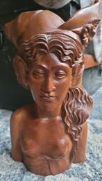 Oud Balinese Indonesische houtsnijwerk Buste vrouw, Ophalen of Verzenden