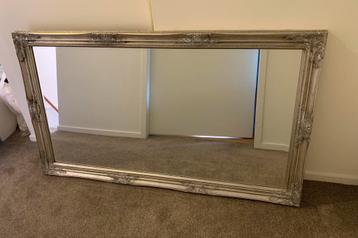 Mooie grote facet geslepen spiegel 84x144 cm ZGAN oud zilver beschikbaar voor biedingen