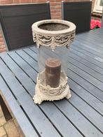 Brocante Windlicht met Kaars, Ophalen, Overige materialen, Gebruikt, Wit