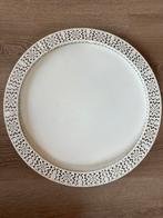 Vintage grote witte ronde metalen dienblad 46 cm breed, Ophalen of Verzenden, Gebruikt, Rond, Metaal