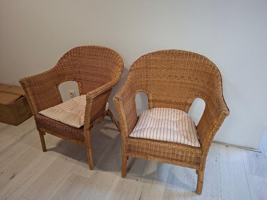 Rieten Ikea stoelen, Huis en Inrichting, Stoelen, Ophalen, Gebruikt, Bruin, Riet of Rotan