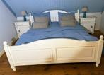 Bed 180x200 met 2 nachtkastjes old white washed finish, Wit, Tweepersoons, Ophalen of Verzenden, Zo goed als nieuw