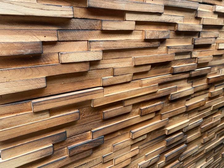 Hotutstrips teak hout wandbekleding, Doe-het-zelf en Verbouw, Hout en Planken, Nieuw, Plank, Overige houtsoorten, Minder dan 200 cm