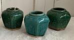 2x Brocante groen gemberpotje / Decoratie, Gebruikt, Ophalen of Verzenden, Nvt, Nvt