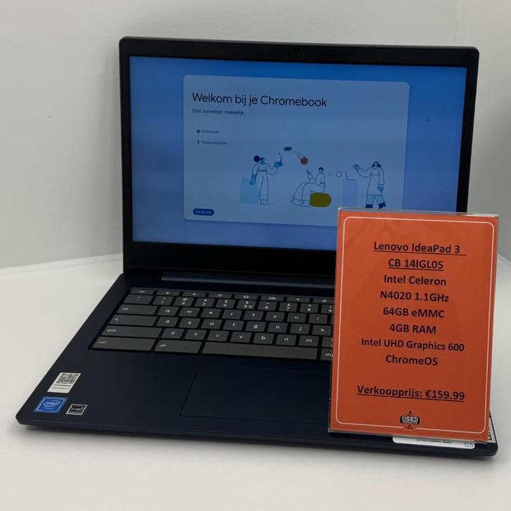 Lenovo IdeaPad 3 CB 14IGL05 ChromeBook Laptop, Computers en Software, Chromebooks, Zo goed als nieuw, 14 inch, 4 GB of minder