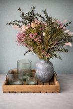 Tafelaccessoires met geblazen glazenen en stenen betonlook v, Ophalen, Overige kleuren, Minder dan 50 cm, Glas