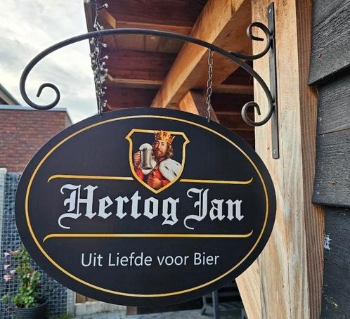 Dubbelzijdig HERTOG JAN uithangbord
(incl. beugel), Verzamelen, Biermerken, Nieuw, Reclamebord, Plaat of Schild, Hertog Jan, Ophalen of Verzenden