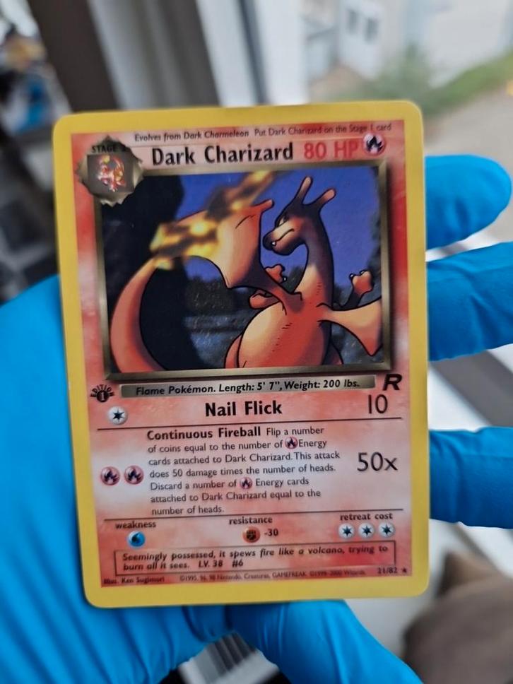 Dark Charizard Firat Edition 21/82 Team Rocket 1999 Wotc, Hobby en Vrije tijd, Verzamelkaartspellen | Pokémon, Zo goed als nieuw