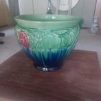 Vrolijk gekleurde grote bloempot diameter 28/ 24 hoog €25.00, Ophalen, Zo goed als nieuw, Aardewerk of Porselein, Minder dan 50 cm