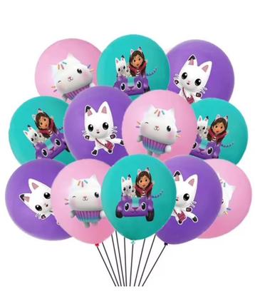 Nieuw !!  Set met 9 Gabby's Dollhouse ballonnen. Versiering beschikbaar voor biedingen