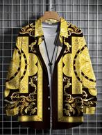 Overhemd barok print vj s m l xl xxl baroque goud zwart, Verzenden, Nieuw, Overige kleuren, Overige halswijdtes