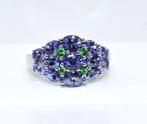 Zilver 925 Ring. Tanzanite, Chromdiopsid,  Maat 17,3 mm, Verzenden, Geen, Nieuw, 17 tot 18