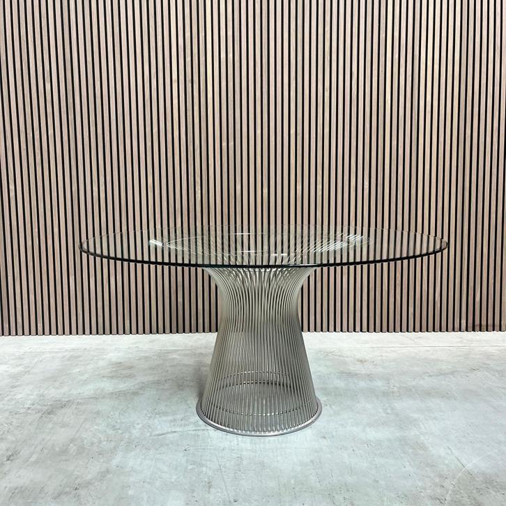Knoll Warren Platner eettafel - glas/nikkel - 135cm, Antiek en Kunst, Antiek | Meubels | Tafels, Ophalen of Verzenden