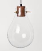 Hanglamp glas en mangohout, Huis en Inrichting, Lampen | Hanglampen, Ophalen, Zo goed als nieuw, Glas, Minder dan 50 cm