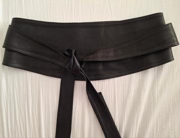 Zwarte leren obi riem Cora Kemperman – 240 cm maat M/L beschikbaar voor biedingen