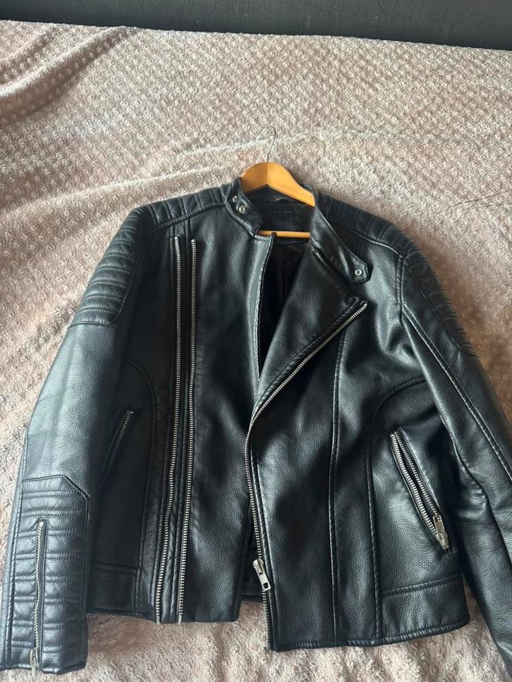 Zara Leren Jas – Maat M - Topstaat, Kleding | Heren, Jassen | Zomer, Zo goed als nieuw, Zwart, Ophalen