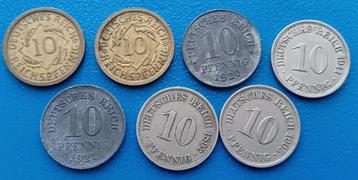 Duitsland lot van 7 x 10 Reichspfennig (1892-1929) beschikbaar voor biedingen