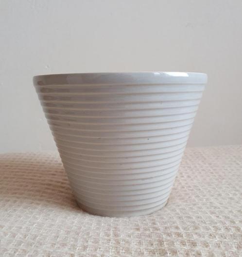 Vintage Adco bloempot grijs geribbeld H15 Ø18,5 cm., Antiek en Kunst, Antiek | Keramiek en Aardewerk, Ophalen of Verzenden