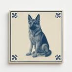 Delfts blauw tegeltje met Duitse Herder, Dieren en Toebehoren, Dubelspul 4, Surhuisterveen, Nieuw, Ophalen of Verzenden, Info@staalprint.nl