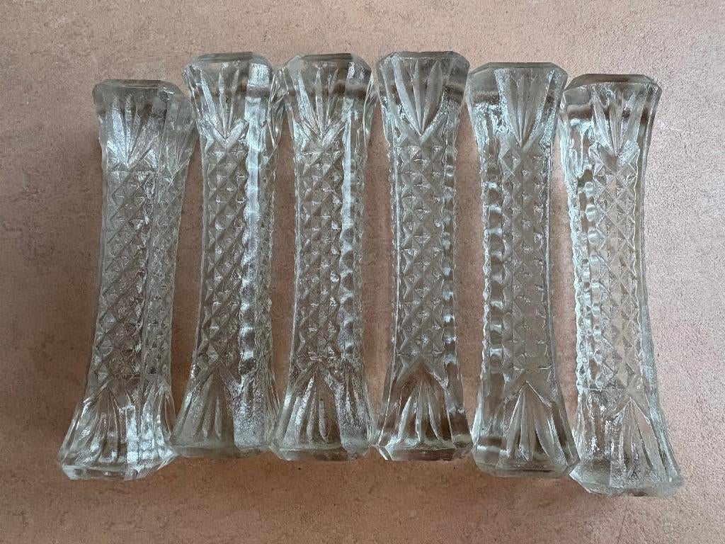 6 vintage messenleggers, glas, Ophalen of Verzenden