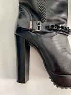 H658 Lorenzo Mari maat 37 leren lage laarsjes blokhak zwart, Zwart, Ophalen of Verzenden, Zo goed als nieuw, Lorenzo Mari