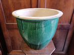 Groen geglazuurde Bloempot , 32 cm, Tuin en Terras, Bloempotten, Gebruikt, Rond, Minder dan 40 cm, Aardewerk