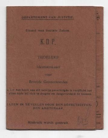 (Ned. Indie) Tijd. Identiteitskaart Bevrijde Geinterneerden beschikbaar voor biedingen