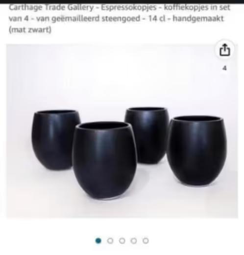 NIEUW! Carthage Trade Gallary 4 espresso kopjes zwart €9,49, Huis en Inrichting, Keuken | Servies, Nieuw, Kop(pen) en/of Schotel(s)