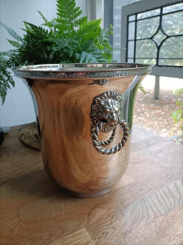 Vintage verzilverde champagnekoeler wijnkoeler ijsemmer, Huis en Inrichting, Woonaccessoires | Wijnrekken, Zo goed als nieuw, Ophalen of Verzenden