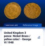 United Kingdom 3 Pence Nickel-Brass George VI 1948, Ophalen, Buitenland, Munten